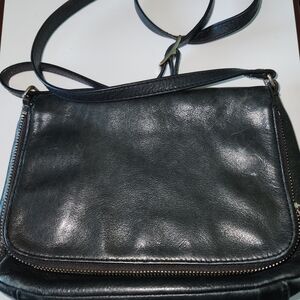 Margot Black Leather Crossbody Bag with Zip Detail - Women
